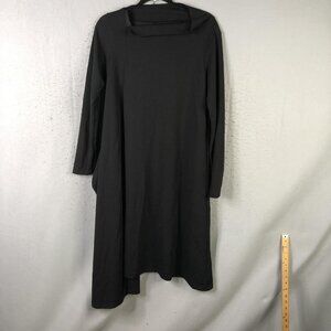 XD Xenia Design Dress Womens M Black Square Neck Asym Hem Abstract Contemporary